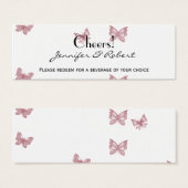 Butterfly Dreams: Dusty Rose Wedding Drinks Ticket (Vorne & Hinten)