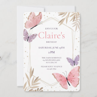 Butterfly Dreams Geburtstagsparty Einladung