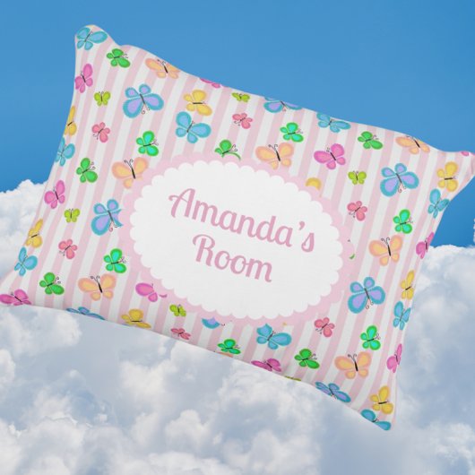 Butterfly Dreams Personalized Pink Stripe  Dekokissen