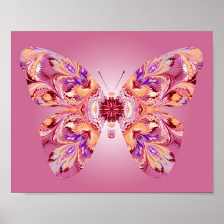 Butterfly Dreams Print Pink and Orange Poster