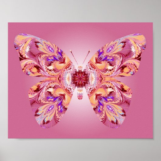 Butterfly Dreams Print Pink and Orange Poster (Vorne)