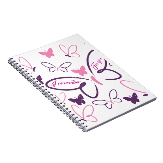 Butterfly Dreams Spiralnotebook - "Ich erinnere mi Notizblock (Rechte Seite)