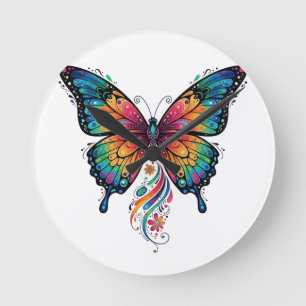 Butterfly Dreams Wall Clock - farbenfrohe Natur Runde Wanduhr