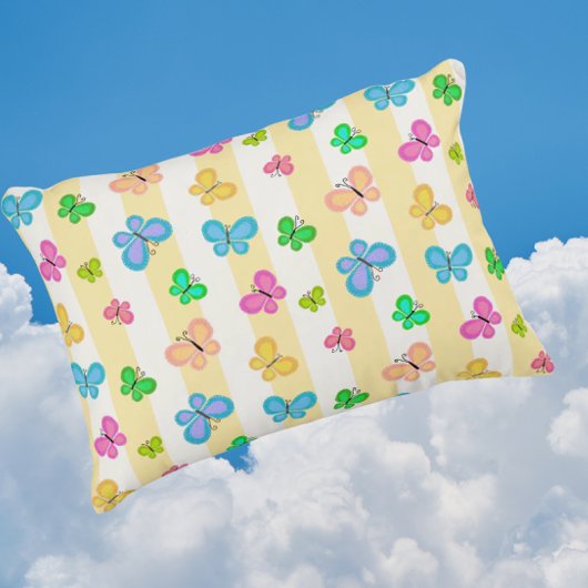 Butterfly Dreams Yellow White Stripe Dekokissen