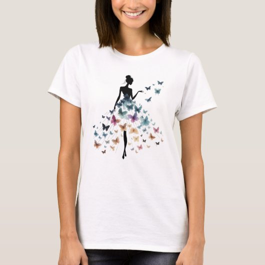 Butterfly Dress Silhouette Art T-Shirt (Vorderseite)