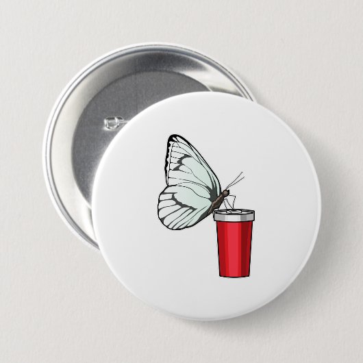 Butterfly Drink Tasse Button (Vorne & Hinten)