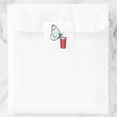 Butterfly Drink Tasse Quadratischer Aufkleber (Tasche)
