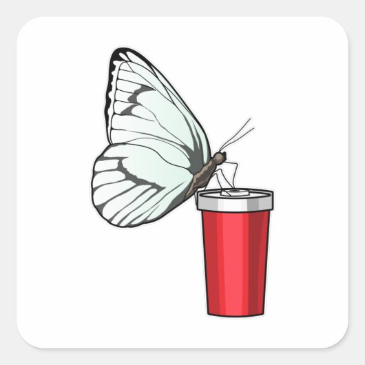 Butterfly Drink Tasse Quadratischer Aufkleber (Vorderseite)