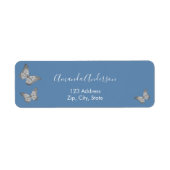 Butterfly-Duschblau-Silber-Rücksendetikett (Vorne)