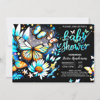 Butterfly Editable Blue Boy Baby Dusche Einladung