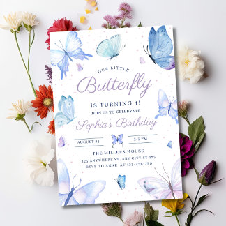 Butterfly Einladung am Geburtstag, Mädchen 1. Schm