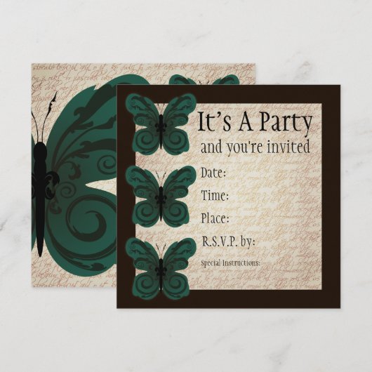 Butterfly-Einladung Einladung (Vorne/Hinten)