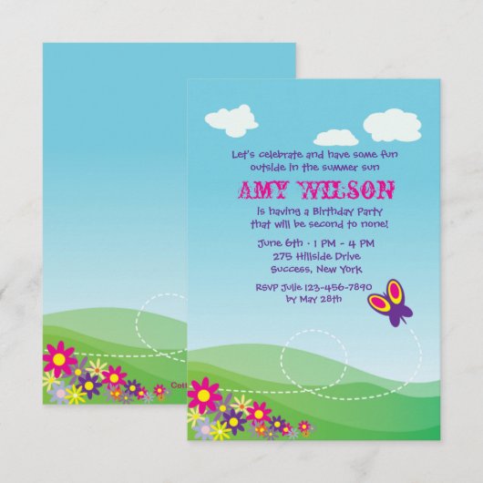 Butterfly-Einladung Einladung (Vorne/Hinten)