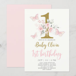 Butterfly Einladung zum 1. Geburtstag