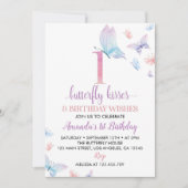 Butterfly Einladung zum 1. Geburtstag (Vorderseite)