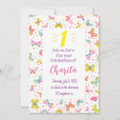 Butterfly Einladung zum 1. Geburtstag (Vorderseite)