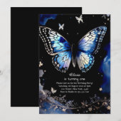 Butterfly Einladung zum ersten Geburtstag (Vorne/Hinten)