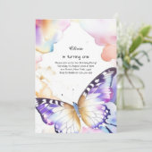 Butterfly Einladung zum ersten Geburtstag (Stehend Vorderseite)
