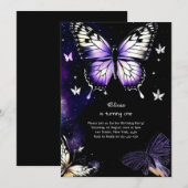 Butterfly Einladung zum ersten Geburtstag (Vorne/Hinten)