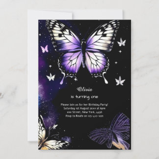 Butterfly Einladung zum ersten Geburtstag