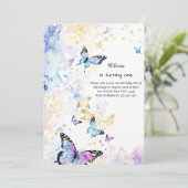 Butterfly Einladung zum ersten Geburtstag (Stehend Vorderseite)