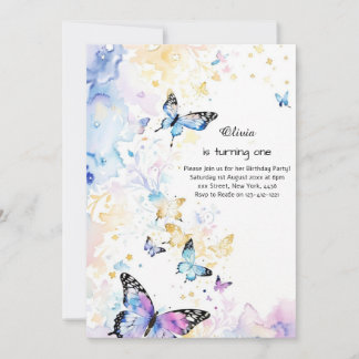 Butterfly Einladung zum ersten Geburtstag