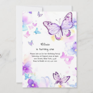 Butterfly Einladung zum ersten Geburtstag