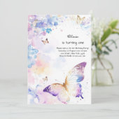 Butterfly Einladung zum ersten Geburtstag (Stehend Vorderseite)