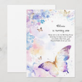 Butterfly Einladung zum ersten Geburtstag (Vorne/Hinten)