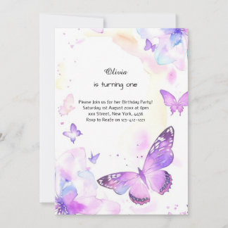 Butterfly Einladung zum ersten Geburtstag