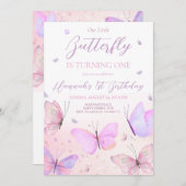 Butterfly Einladung zum ersten Geburtstag (Vorne/Hinten)
