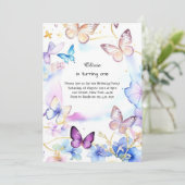 Butterfly Einladung zum ersten Geburtstag (Stehend Vorderseite)