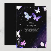 Butterfly Einladung zum ersten Geburtstag (Vorne/Hinten)