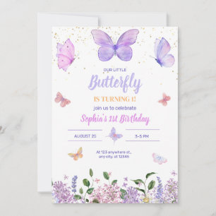 Butterfly Einladung zum Geburtstag, Wildblume Gard