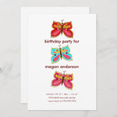 Butterfly Einladungen zum Geburtstag (Vorne/Hinten)