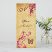 BÜTTERFLY ELEGANT WEDDPARCHMENT Monogramm Einladung (Stehend Vorderseite)