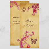 BÜTTERFLY ELEGANT WEDDPARCHMENT Monogramm Einladung (Vorne/Hinten)