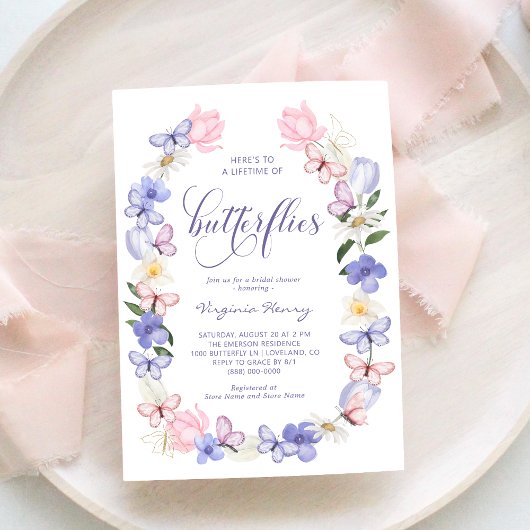 Butterfly Elegantes Brautparty Einladung