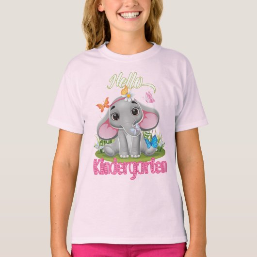 Butterfly Elephant Kindergarten Zurück zur Schule T-Shirt (Vorderseite)