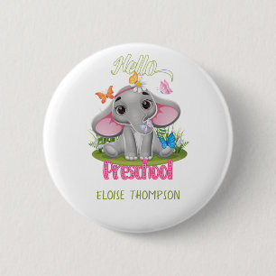 Butterfly Elephant Preschool Back to School Button