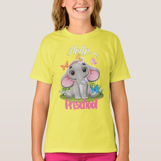 Butterfly Elephant Preschool Back to School T-Shirt (Vorderseite)