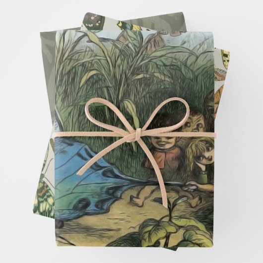 Butterfly Elf Artwork Niedlich Elves Schmetterling Geschenkpapier Set (Beispiel)