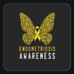 Butterfly-Endometriose-Aufklärung Monat Quadratischer Aufkleber<br><div class="desc">Endometriose-Bewusstsein Monat Enddatum Unterstützungsband</div>