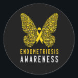 Butterfly-Endometriose-Aufklärung Monat Runder Aufkleber<br><div class="desc">Endometriose-Bewusstsein Monat Enddatum Unterstützungsband</div>