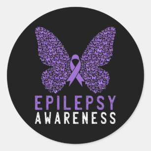 Butterfly Epilepsie Awareness Montag Lila Ribbon S Runder Aufkleber