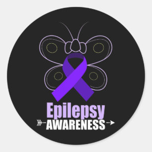 Butterfly Epilepsie Ribbon Epilepsy Disease Awaren Runder Aufkleber