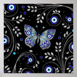 Butterfly Evil Eye Ornament Poster