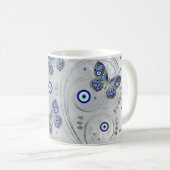 Butterfly Evil Eye Pattern auf Perle Kaffeetasse (VorderseiteRechts)