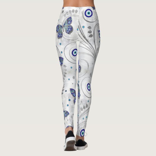Butterfly Evil Eye Pattern auf Perle Leggings (Rückseite)