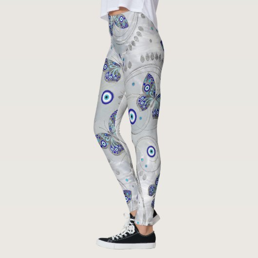 Butterfly Evil Eye Pattern auf Perle Leggings (Links)